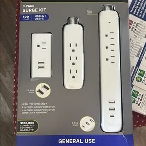 White Surge Protector Kit with USB Ports